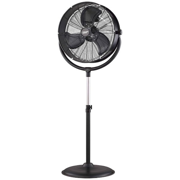 Powerzone PowerZone FES50-T2 Pedestal Fan with Drum/Stand, 3-Blade, 3-Speed, 120 V, Black - FES50-T2