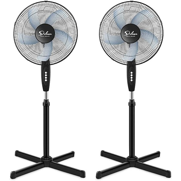 Ipower HealSmart Pedestal Stand Fan, 16 Inch, Black - HIFANXSTAND16X2