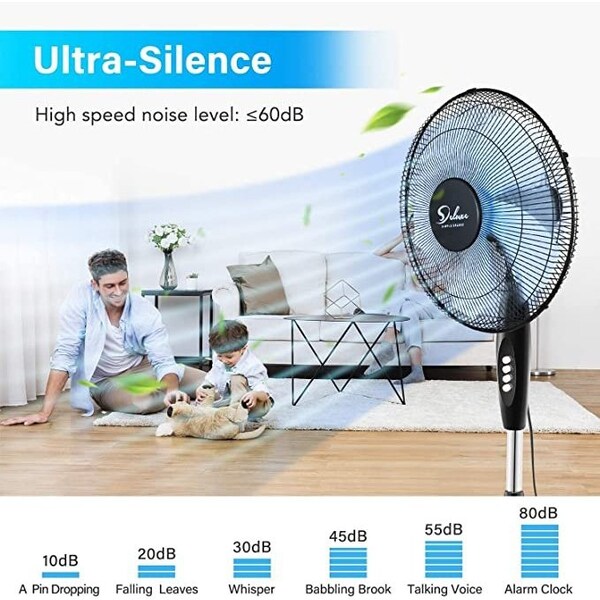 Ipower HealSmart Pedestal Stand Fan, 16 Inch, Black - HIFANXSTAND16X2
