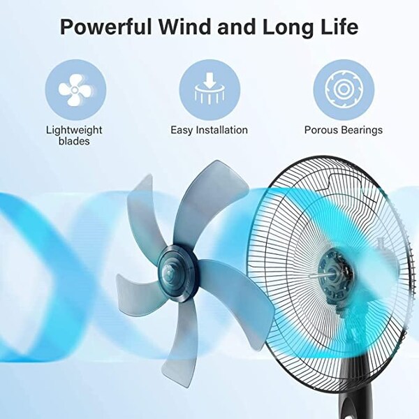 Ipower HealSmart Pedestal Stand Fan, 16 Inch, Black - HIFANXSTAND16X2