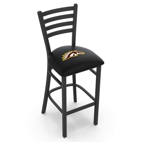 Holland Bar Stool Co 25" Blk Wrinkle Western Michigan Stationary Counter Stool, Ladder Back - L00425WESTMI