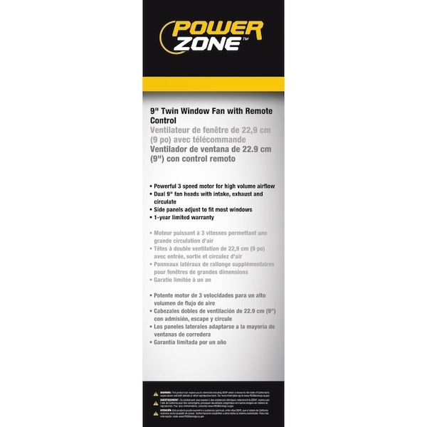 Powerzone PowerZone BP2-9A Reversible Window Fan, 9 in Dia Blade, White - BP2-9A