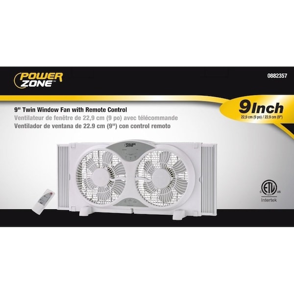 Powerzone PowerZone BP2-9A Reversible Window Fan, 9 in Dia Blade, White - BP2-9A