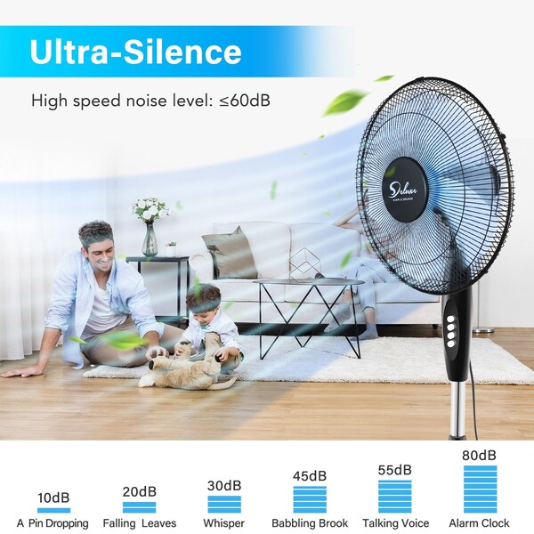 Edendirect 16in. Pedestal Fans, 3-Speed, Quiet Oscillation, Adjustable Height, for Home & Office Use, 2PK - IR-STAND16X2