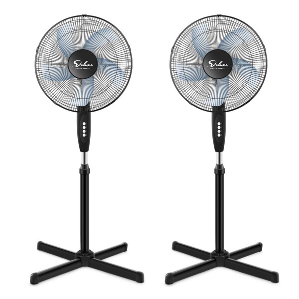 Edendirect 16in. Pedestal Fans, 3-Speed, Quiet Oscillation, Adjustable Height, for Home & Office Use, 2PK - IR-STAND16X2