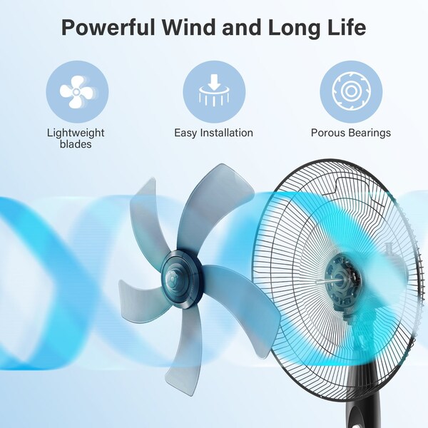 Edendirect 16in. Pedestal Fans, 3-Speed, Quiet Oscillation, Adjustable Height, for Home & Office Use, 2PK - IR-STAND16X2