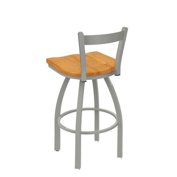Holland Bar Stool Co 25" Low Back Swivel Counter Stool, Nickel Finish, Med Oak Seat - 82125ANMEDOAK