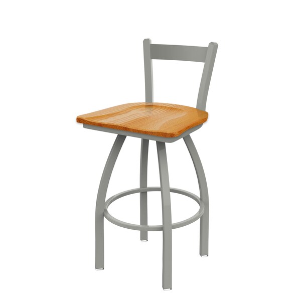 Holland Bar Stool Co 25" Low Back Swivel Counter Stool, Nickel Finish, Med Oak Seat - 82125ANMEDOAK