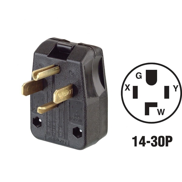 Leviton 30A/50A 125V/250V 4-Wire 3-Pole Dual Range/Dryer Power Plug - R55-00275-00E