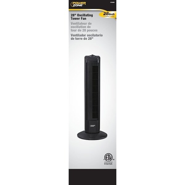 Powerzone PowerZone TF-28B Oscillating Fan Tower, 3-Speed, 120 V, Black - TF-28B