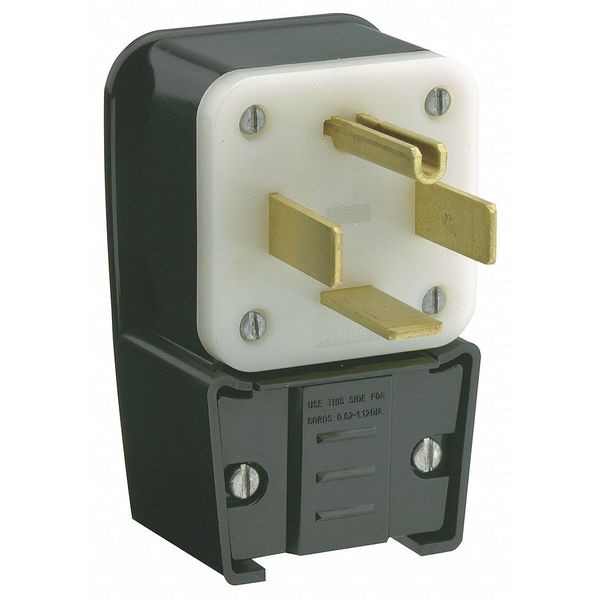 Leviton Agl Strt Blade Plug, Blk, 60 A, Stnd, 14-60P - 9462-P