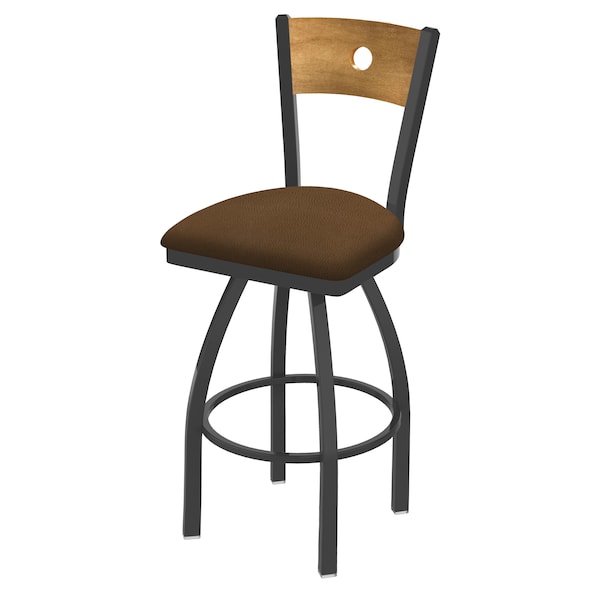 Holland Bar Stool Co 25" Swivel Counter Stool, Pewter Finish, Med Back, Rein Thatch Seat - 83025PWMEDMPLB026
