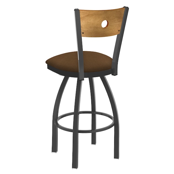 Holland Bar Stool Co 25" Swivel Counter Stool, Pewter Finish, Med Back, Rein Thatch Seat - 83025PWMEDMPLB026