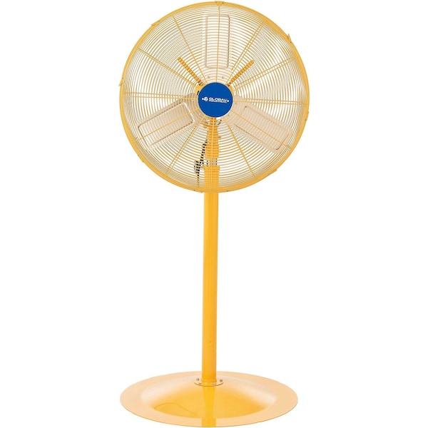 Global Industrial 24in Deluxe Oscillating Pedestal Fan, 3 Speed, 7525 CFM, 300W, 1/2 HP, Yellow - 604143