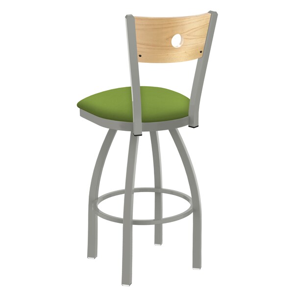 Holland Bar Stool Co 25" Swivel Counter Stool, Nickel Finish, Nat Back, Canter Kiwi Green Seat - 83025ANNATMPLB009