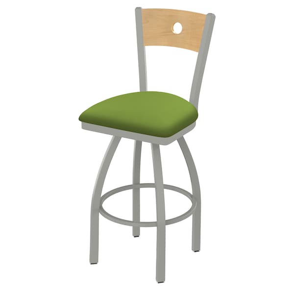 Holland Bar Stool Co 25" Swivel Counter Stool, Nickel Finish, Nat Back, Canter Kiwi Green Seat - 83025ANNATMPLB009