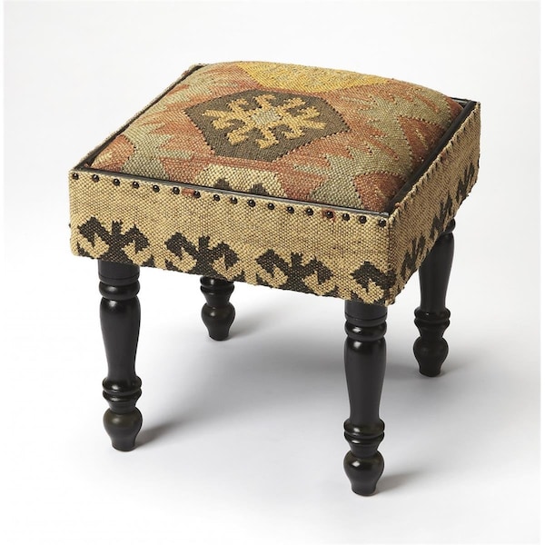 Gfancy Fixtures 20 x 18 x 18 in. Bohemian Multi Color Jute Stool - GF3102446