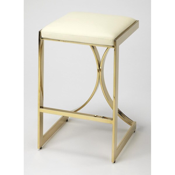 Homeroots 24 x 14 x 14 in. Gold Plated Counter Stool - 389117