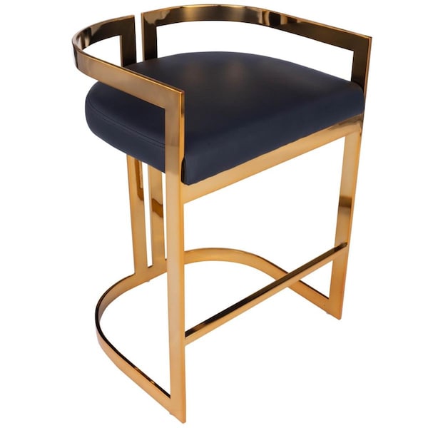 Homeroots Faux Leather Counter Stool Gold & Black - 389129
