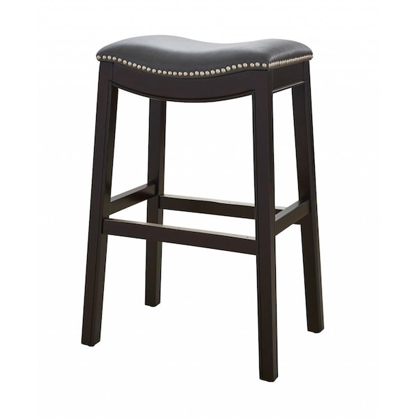 Gfancy Fixtures 30 in. Espresso & Gray Saddle Style Counter Height Bar Stool - GF3099711