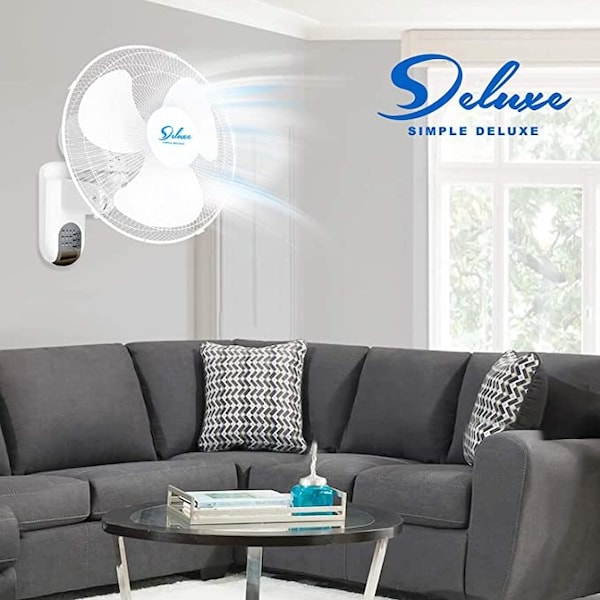 Simple Deluxe Heavy Duty Quiet Stainless 16-Inch Digital Wall Mount Oscillating Fan w/ Remote - HIFANXWALLDIGIT