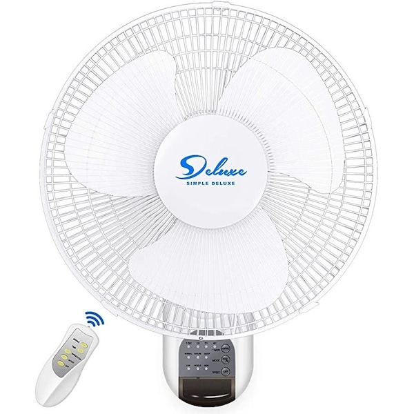 Simple Deluxe Heavy Duty Quiet Stainless 16-Inch Digital Wall Mount Oscillating Fan w/ Remote - HIFANXWALLDIGIT