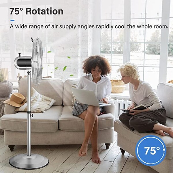 Ipower 16'' Metal Stand Fan, Silver - HIFANXSTAND16METALF