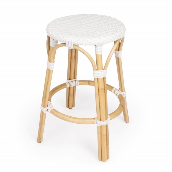 Gfancy Fixtures 24 x 16 x 16 in. White Rattan Counter Stool - GF3661242