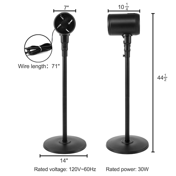 Edendirect 7 in. Metal Drum Jet Fan, Indoor and Outdoor Pedestal Fan, 6-Speed with Remote Control - IR-STANDRETRO7B
