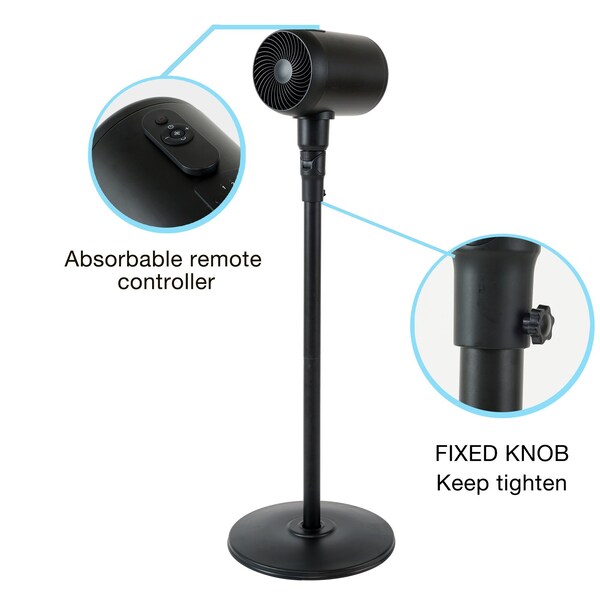 Edendirect 7 in. Metal Drum Jet Fan, Indoor and Outdoor Pedestal Fan, 6-Speed with Remote Control - IR-STANDRETRO7B