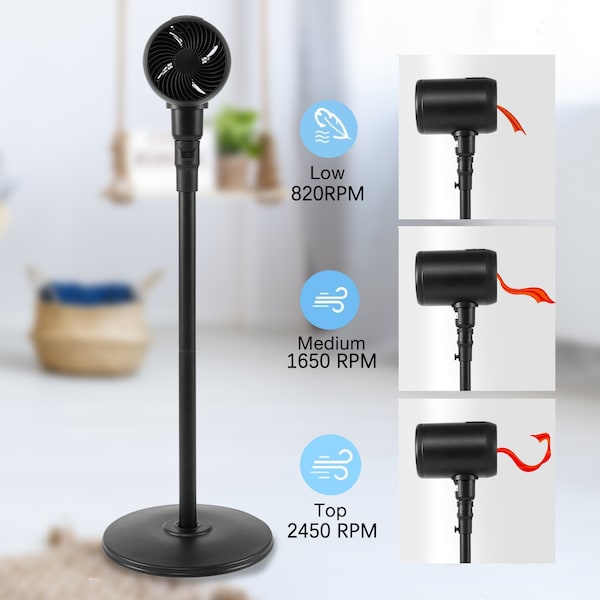 Edendirect 7 in. Metal Drum Jet Fan, Indoor and Outdoor Pedestal Fan, 6-Speed with Remote Control - IR-STANDRETRO7B