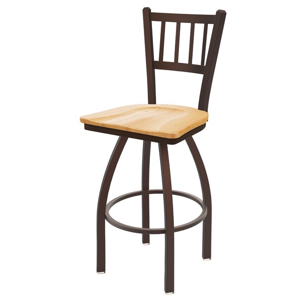 Holland Bar Stool Co 25" Swivel Counter Stool, Bronze Finish, Nat Oak Seat - 81025BZNATOAK