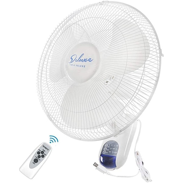 Simple Deluxe Heavy Duty Quiet Stainless 16-Inch Digital Wall Mount Oscillating Fan w/ Remote - HIFANXWALLDIGIT16