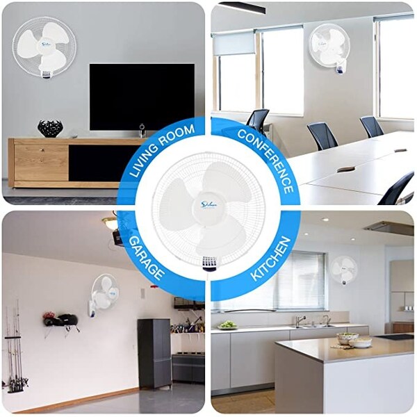 Simple Deluxe Heavy Duty Quiet Stainless 16-Inch Digital Wall Mount Oscillating Fan w/ Remote - HIFANXWALLDIGIT16