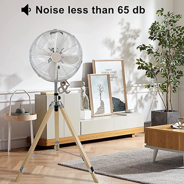 Ipower Stand fan, 16'', retro style, chrome, wooden base - HIFANSTANDRETRO16C