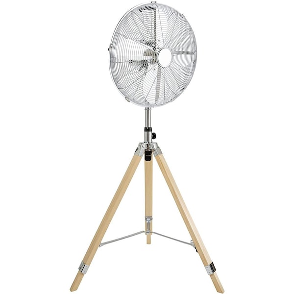 Ipower Stand fan, 16'', retro style, chrome, wooden base - HIFANSTANDRETRO16C