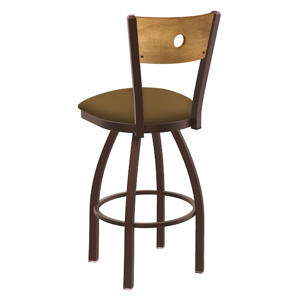 Holland Bar Stool Co 25" Swivel Counter Stool, Bronze Finish, Med Back, Canter Saddle Seat - 83025BZMEDMPLB012