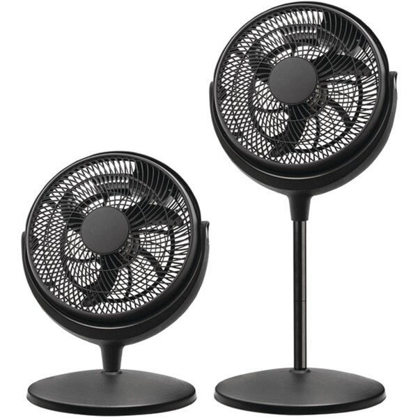 Brentwood Industries 12 in. 2-in-1 Air Circulator Stand Fan, Black - F-1221B
