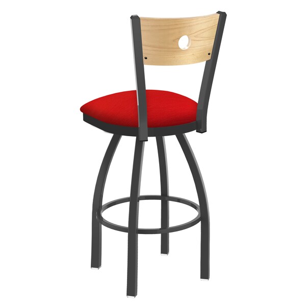 Holland Bar Stool Co 25" Swivel Counter Stool, Pewter Finish, Nat Back, Canter Red Seat - 83025PWNATMPLB011