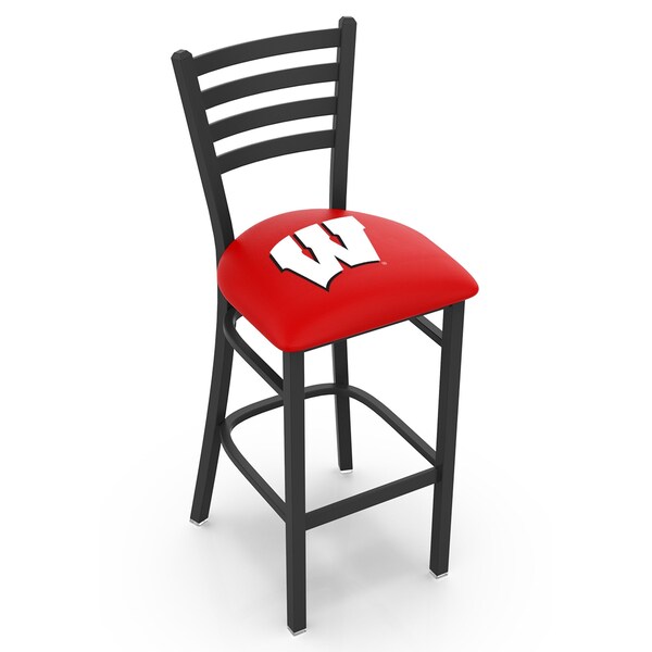 Holland Bar Stool Co 25" Blk Wrinkle Wisconsin "W" Stationary Counter Stool, Ladder Back - L00425WISC-W