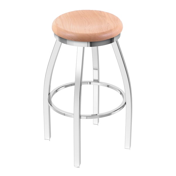 Holland Bar Stool Co 25" Swivel Counter Stool, Chrome Finish, Nat Oak Seat - 80225CHNATOAK