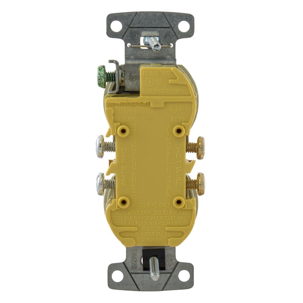 Hubbell Receptacle, 15 A Amps, 125V AC, Flush Mount, Standard Duplex Outlet, 5-15R, Ivory - RR15SITR