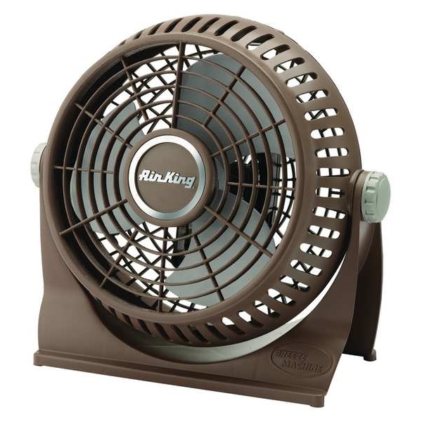 Air King 9" Blade Dia Table & Floor Fan, Non-Oscillating, 2 Speeds, 120VAC, Brown - 9525