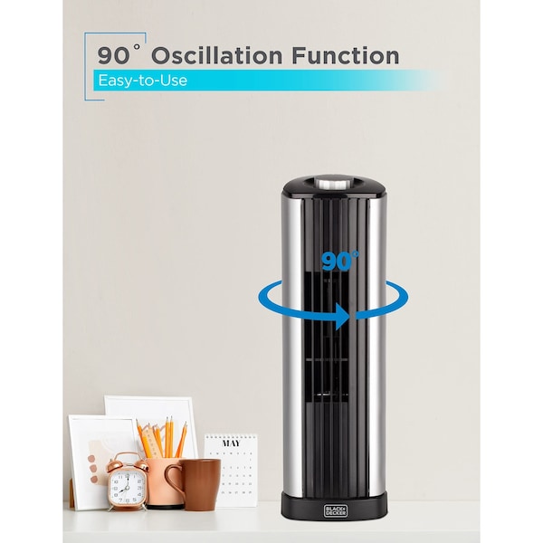 Black & Decker Mini Tower Fan - Quiet Oscillating Stand up 14'' Desk Fans - BFT114