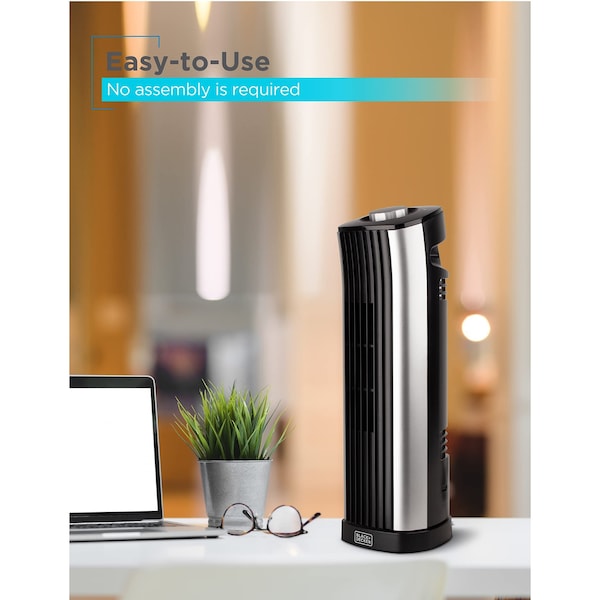 Black & Decker Mini Tower Fan - Quiet Oscillating Stand up 14'' Desk Fans - BFT114