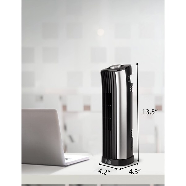 Black & Decker Mini Tower Fan - Quiet Oscillating Stand up 14'' Desk Fans - BFT114