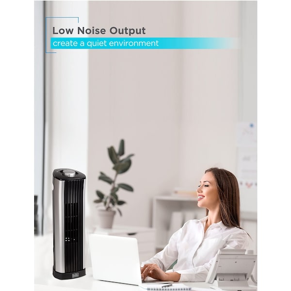 Black & Decker Mini Tower Fan - Quiet Oscillating Stand up 14'' Desk Fans - BFT114