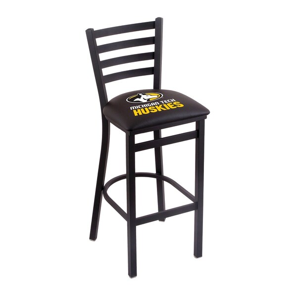 Holland Bar Stool Co 25" Blk Wrinkle Michigan Tech Stationary Counter Stool, Ladder Back - L00425MITECH