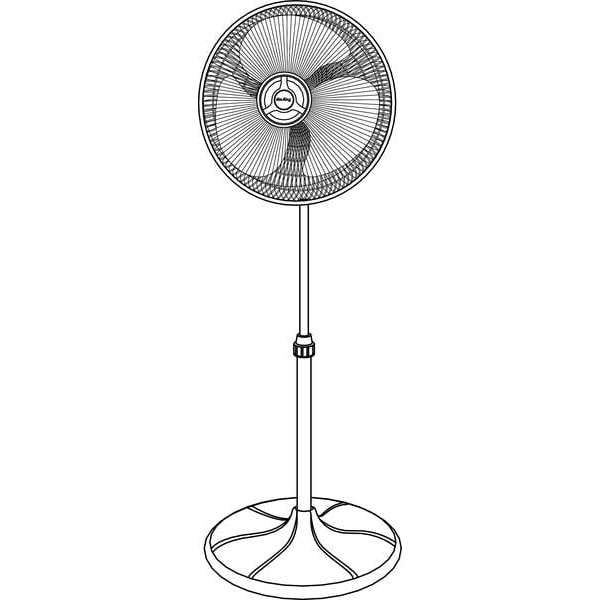 Air King 16" Blade Dia Pedestal Fan, Oscillating, 3 Speeds, 120VAC, White with Gray Accents - 9126