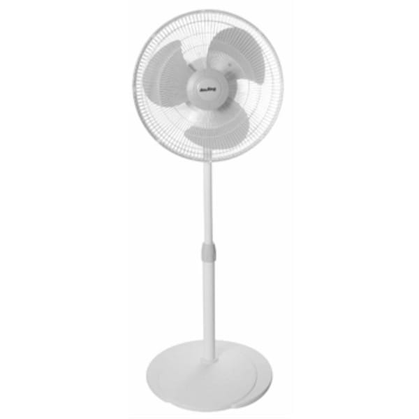 Air King 16" Blade Dia Pedestal Fan, Oscillating, 3 Speeds, 120VAC, White with Gray Accents - 9126
